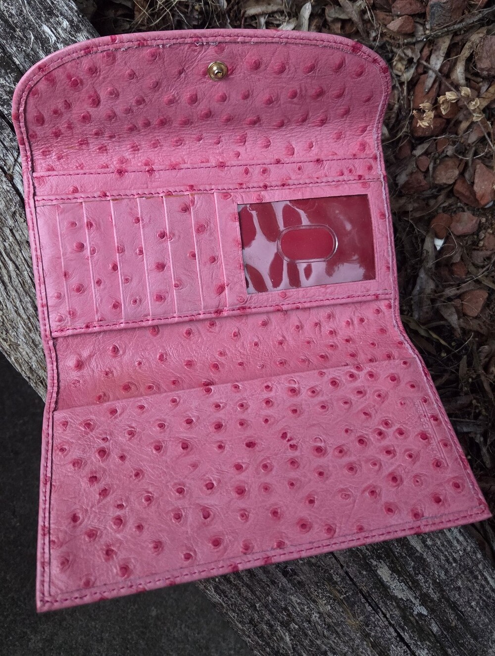 Dooney & Bourke Pink Ostrich-Embossed Continental Wallet - Picture 3 of 3